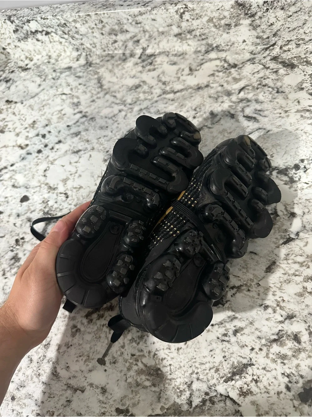Nike Kids Black and Gold Swoosh Knit Sneakers